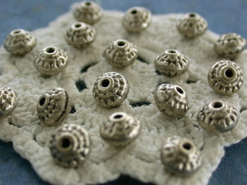 Antique Silver Color Brass Beads, Metal Beads, Large Hole Beads, Macrame Beads MB-029-100 image 3