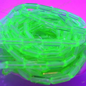 25 ~ 15 x 5mm Tube UV Black Light Beads, Square Tube Beads, Black Light Beads, Uranium Glass Beads, Vaseline Glass Beads  CZ-1070