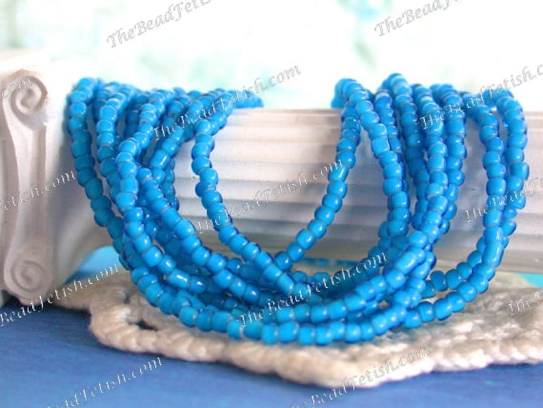 Antique White Heart Beads, Handcrafted Vintage French Aqua Blue