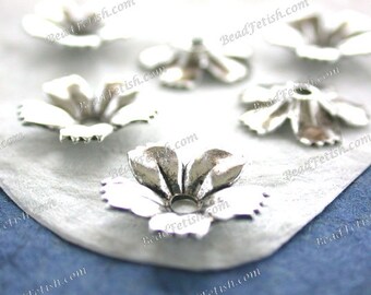 Antique Sterling Silver Plated Brass Flower Stampings Vintage Style Flowers Hat Making Wedding Hair Crafts Made in USA Silver Flower STA-602