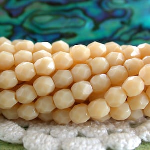 2 Strands 100 ~ 4mm Czech Glass Fire Polished Beads, Czech Glass Beads, Faceted Glass Beads, Opaque Light Beige Beads  CZ-580