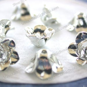 Bright Sterling Silver Plated Brass Flower Stampings Vintage Style Flowers Hat Making Wedding Hair Crafts Made in USA Silver Flowers STA-338 image 1