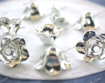 Bright Sterling Silver Plated Brass Flower Stampings Vintage Style Flowers Hat Making Wedding Hair Crafts Made in USA Silver Flowers STA-338