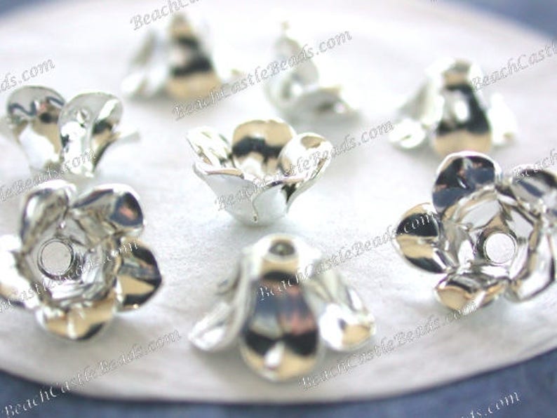 Bright Sterling Silver Plated Brass Flower Stampings Vintage Style Flowers Hat Making Wedding Hair Crafts Made in USA Silver Flowers STA-338 image 1