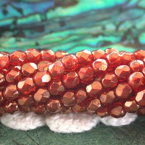 2 Strands ~ 100 Pieces 2mm Fire Polished Beads, Czech Glass Fire Polished Beads, Faceted Glass Beads, Luster Iris Ruby Beads  CZ-488