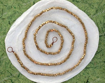 2.5mm Raw Brass Beads, Rustic Metal Beads, Small Metal Beads, Spacer Beads, Rough Diamond Cut Beads  MB-034-200