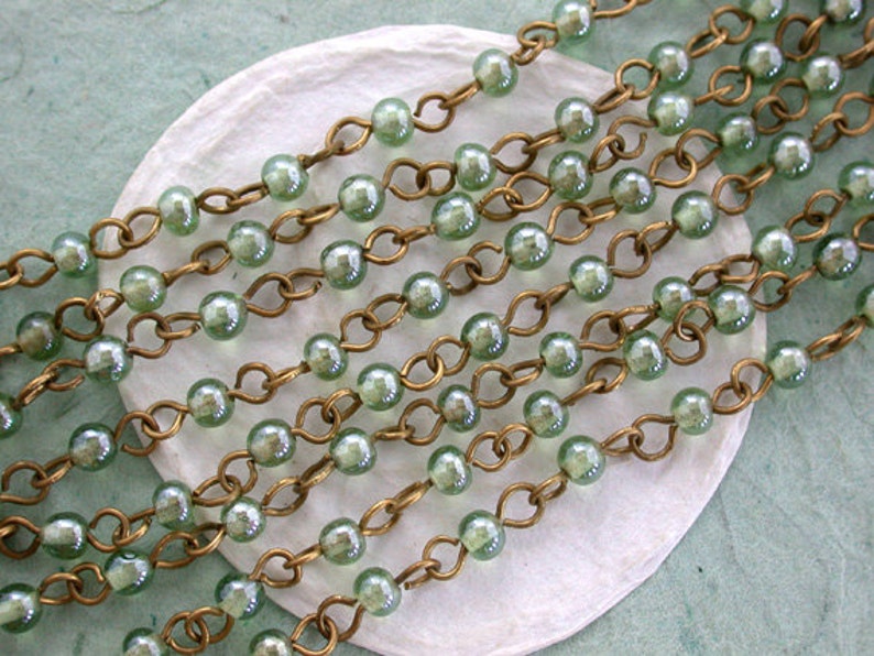 4mm Beaded Chain Glass Bead Chain Chain Bead Chain Rosary Etsy