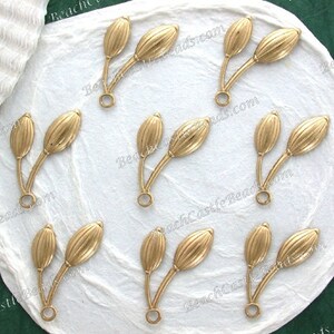 Raw Brass 26 x 14mm Vintage Style Stampings, DIY Wedding Brass Tiara Head Piece Hair Wreath Supplies, Made in USA STA-228 image 2