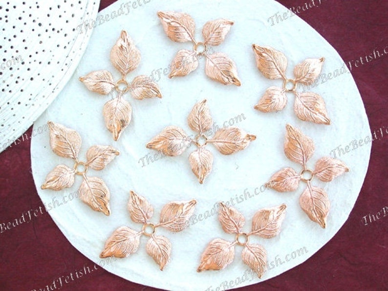 Rose Gold Leaves Rose Gold Leaf Stampings Vintage Style Rose Etsy
