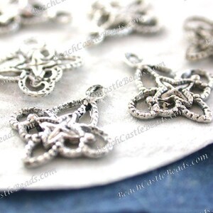 Antique Silver Stampings, Dainty Filigree Links, Connectors, Earring Findings, Antique Silver Plated Stampings, Made in USA ~ STA-582