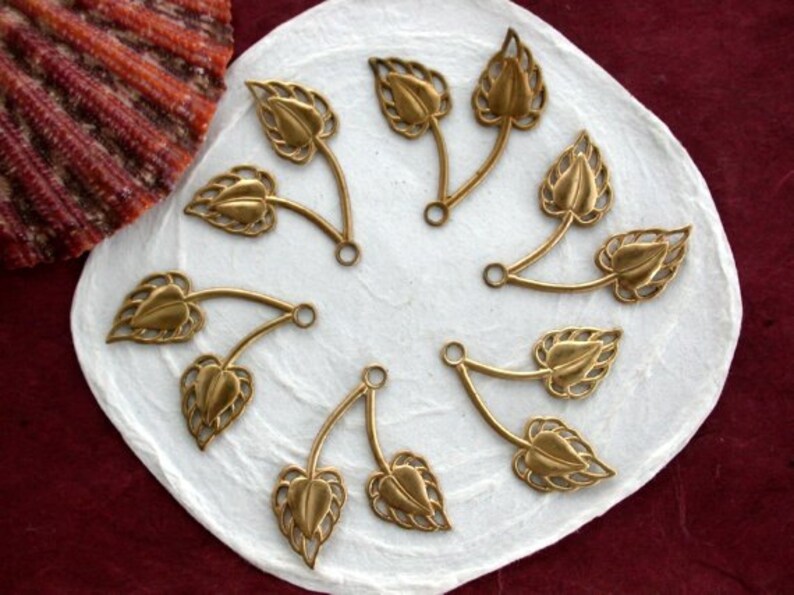 Leaves,Vintage Style,Supplies,Scrap booking,Collage,Craft Supplies,Jewelry Supplies,Made in USA,Wedding Supplies,Brass Leaves, STA-157 image 2
