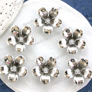 Antique Sterling Silver Plated Brass Flower Stampings Vintage Style Flowers Hat Making Wedding Hair Crafts Made in USA Silver Flower STA-356 image 2