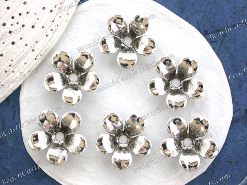 Antique Sterling Silver Plated Brass Flower Stampings Vintage Style Flowers Hat Making Wedding Hair Crafts Made in USA Silver Flower STA-356 image 2