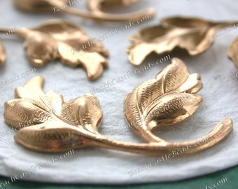 Raw Brass Leaves, 34 x 23mm Vintage Style Leaf Stampings, DIY Wedding Brass Tiara Headpiece Wreath Supplies, Made in USA ~ STA-223