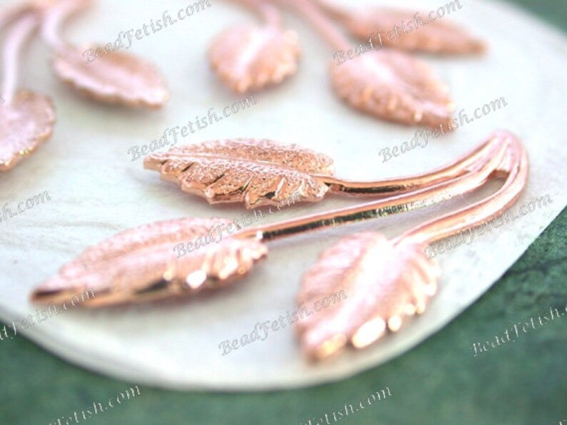 Rose Gold Leaves Rose Gold Leaf Stampings Vintage Style Leaf Etsy