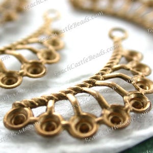 Raw Brass Stampings, Pointback Rhinestone Settings, Vintage Style DIY Wedding Tiara Crown Hair Vine Craft Supplies, Made in USA ~ STA-483