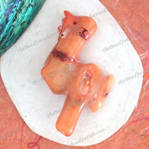 1 ~ 53 x 34mm Stick Coral Bead, Branch Coral Bead, Drilled Coral Pendant Burnt Orange Buttercup Yellow Garnet Coral  SP-467-07