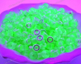 50 Loose ~ 6mm Smooth AB Pony UV Black Light Beads, 6mm Pony Vaseline Glass Beads, Uranium Glass Beads, Czech Glass Pony  CZ-1074