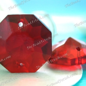 2 ~ 18 x 9mm Vintage 2-Hole Ruby Red Glass Prisms, Vintage Red Sun Catcher Prisms, Vintage Ruby Glass Chandelier Parts VB-355