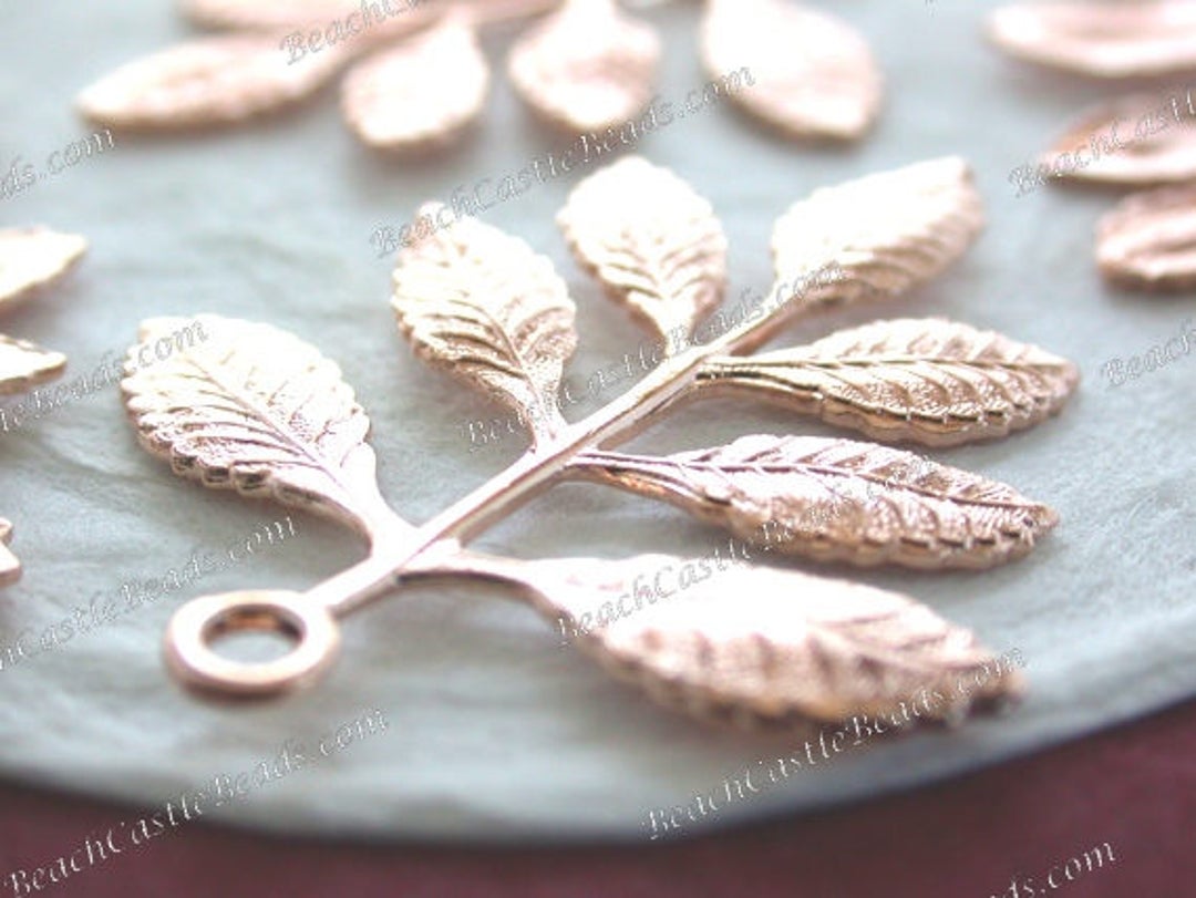 Rose Gold Leaves, Rose Gold Multileaf Stampings, Vintage Style Rose