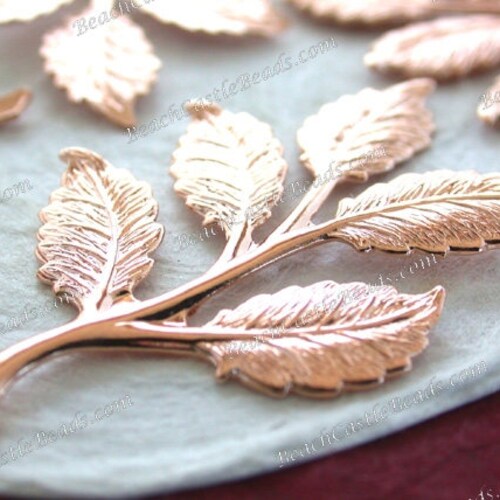 Rose Gold Leaves Rose Gold Leaf Stampings Vintage Style Rose Etsy
