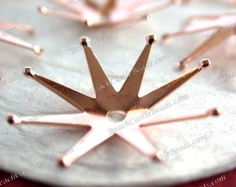 Rose Gold Plated Brass Flower Star Stampings Vintage Style Flowers Stars Hat Making Wedding Hair Crafts Made in America USA STA-426