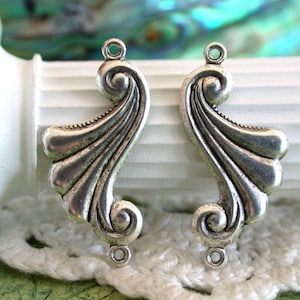 Brass Stampings, Antique Silver Plated Stampings,  Stamped Links, Metal Links STA-059