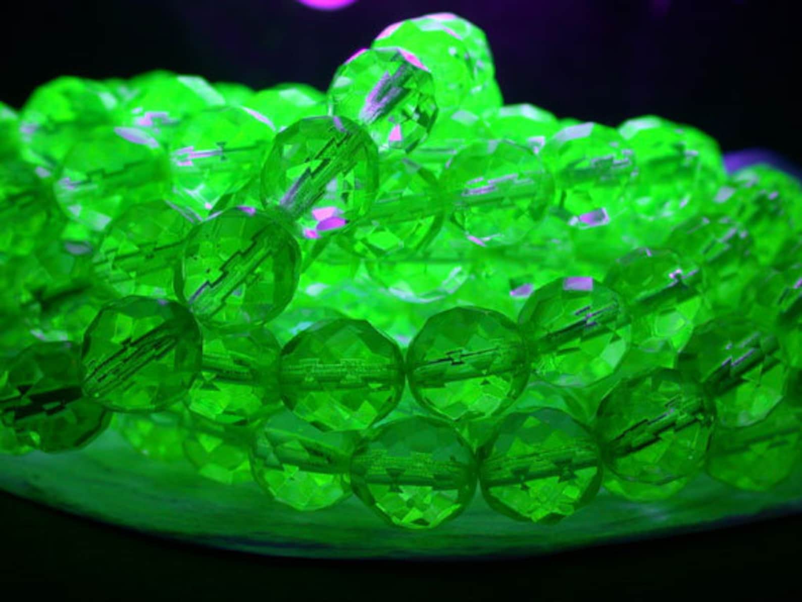 UV Beads Black Light Beads 10mm Fire Polished Beads Uranium Etsy