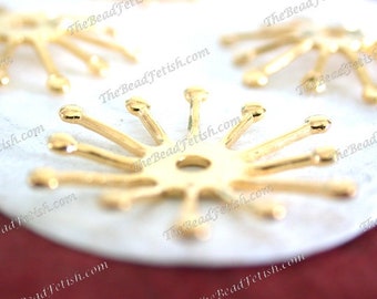 Bright Gold Plated Brass Flowers Stars Flakes, Vintage Celestial Style, Wedding Hair Vine Tiara Craft Crown Supplies, Made in USA ~ STA-888