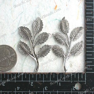 Antique Sterling Silver Plated Brass Leaf Stampings Vintage Style Hat Making Wedding Hair Crafts Collage Made in USA Silver Leaves STA-466 image 3