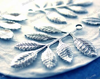 Antique Sterling Silver Plated Brass Leaf Stampings Vintage Style Hat Making Wedding Hair Crafts Collage Made in USA Silver Leaves STA-468