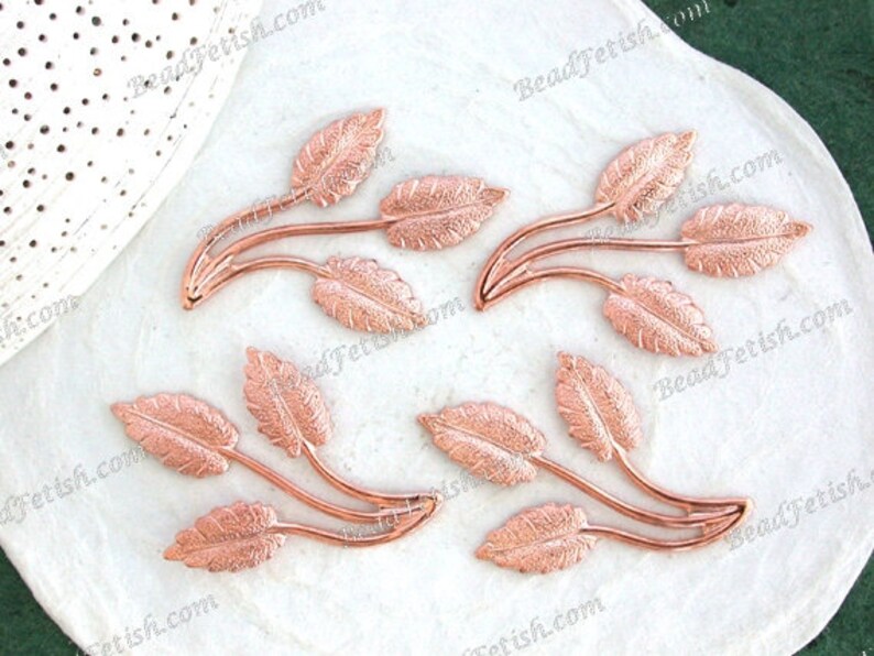 Rose Gold Leaves Rose Gold Leaf Stampings Vintage Style Leaf Etsy