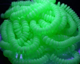 50 Beads ~ 6mm Rondelles UV Black Light Beads, Milky Vaseline Uranium Glass Beads, Czech Glass Rondelles, Party Beads CZ-586