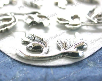 Antique Sterling Silver Plated Brass Leaf Stampings Vintage Style Hat Making Wedding Hair Crafts Collage Made in USA Silver Leaves STA-788