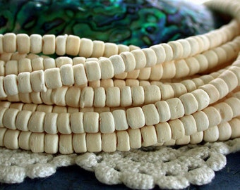 2 Strands ~ Coconut Shell Beads, Coco Beads, Coco Shell Beads, Natural Beads, Recycled Beads, White Coco Beads NAT-109