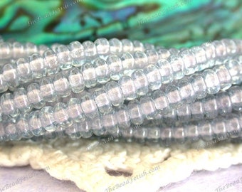 2 Strands ~ 200 3mm Czech Glass Transparent Luster Blue Beads, Light Blue Glass Spacers   CZ-761