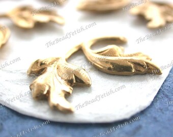 Raw Brass Leaves, Vintage Style Leaf Stampings, Supplies, Collage, Wedding Hair Craft Supplies, Jewelry Supplies, Made in USA STA-712