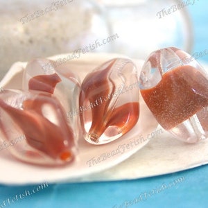 4 ~ Vintage Glass Beads, West German Givre&#39; Glass Beads, Vintage Two-Toned Creamy Brown & Crystal Glass Beads VB-571