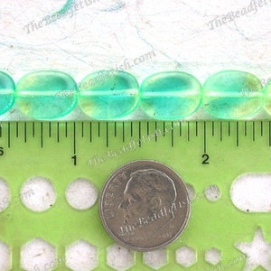 25 UV Beads, Black Light Beads, Twisted Flat Oval Black Light Beads, Green/Blue Czech Glass Beads, Party Beads CZ-694 image 4
