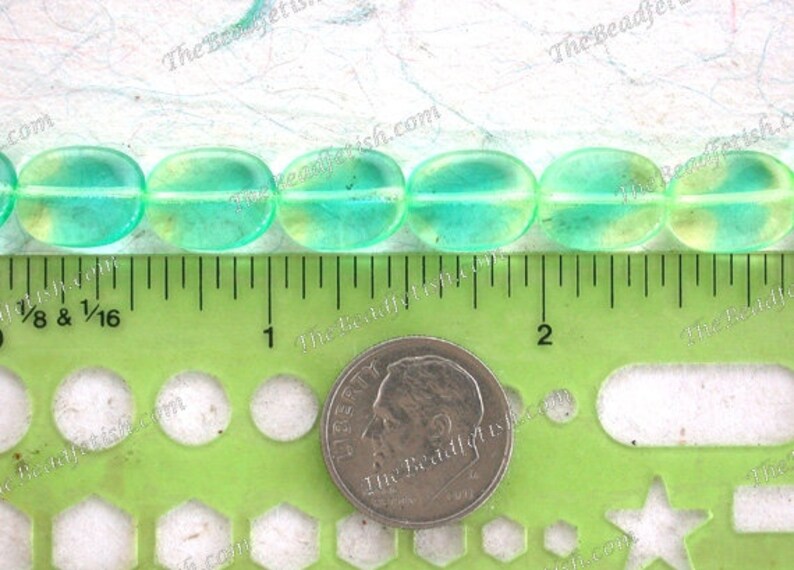 25 UV Beads, Black Light Beads, Twisted Flat Oval Black Light Beads, Green/Blue Czech Glass Beads, Party Beads CZ-694 image 4