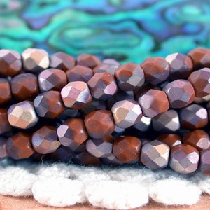 4mm Firepolished Beads,  Matte Apollo Umber, Czech Glass Fire Polished Beads, Czech Glass Beads,  CZ-283
