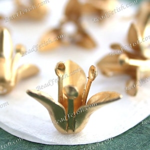 Raw Brass Flower Stampings Vintage Style DIY Wedding Tiara Crown Hair Vine Craft Supplies, Made in USA   STA-660
