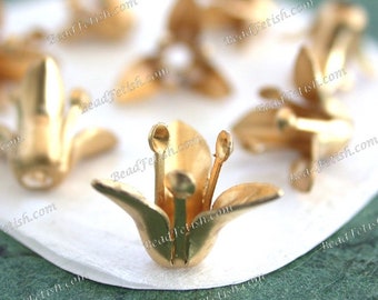 Raw Brass Flower Stampings Vintage Style DIY Wedding Tiara Crown Hair Vine Craft Supplies, Made in USA   STA-660