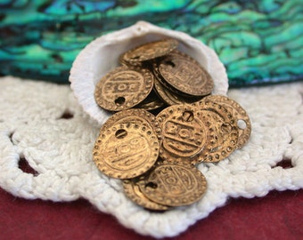 30 ~ Brass Coins, Coin Charms, Brass Coin Stampings, Belly Dancing Coins, Costume Coins MB-015-30
