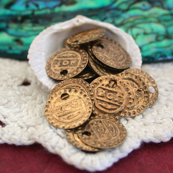 30 ~ Brass Coins, Coin Charms, Brass Coin Stampings, Belly Dancing Coins, Costume Coins MB-015-30