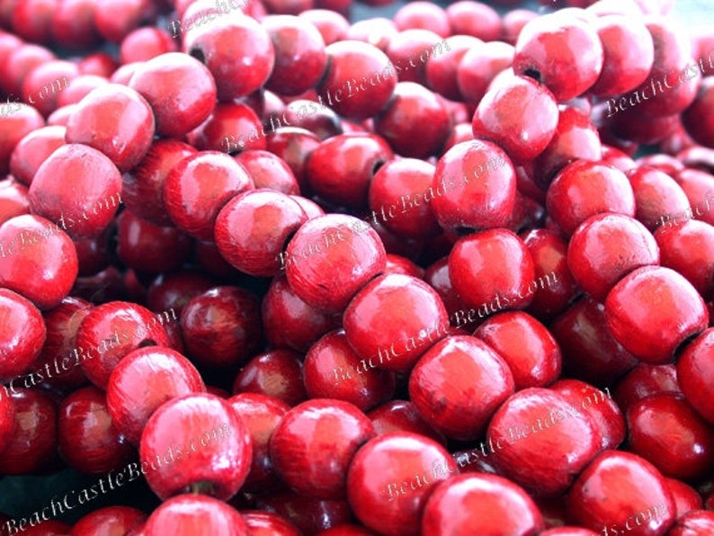 27 Feet Strung Wood Beads Macrame/' Beads Craft Beads NAT-148 580+ Destash Beads ~ 14mm Red Wood Beads