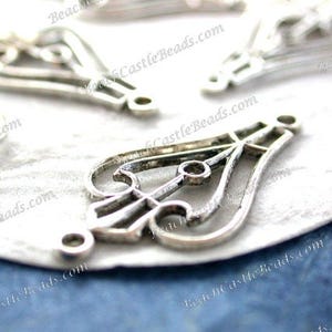 Antique Silver Stampings Art Deco Decorative Links Connectors Earring Findings Antique Silver Plated Brass Stampings, Made in USA ~ STA-576