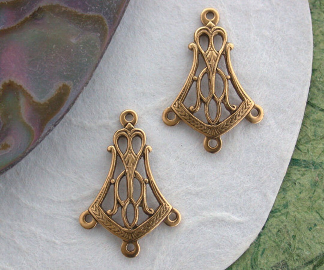 Antique Gold Stampings, 4 Loop Links, Antique Gold Findings, Connectors, Antique Gold Brass