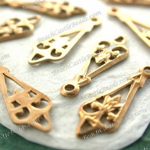 Raw Brass Vintage Style Filigree Stampings, Small Decorative Filigree Charms, Raw Brass Stampings,  Made in America USA ~ STA-440