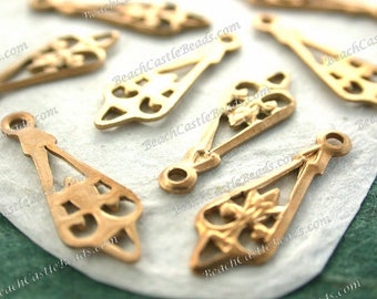 Raw Brass Vintage Style Filigree Stampings, Small Decorative Filigree Charms, Raw Brass Stampings,  Made in America USA ~ STA-440